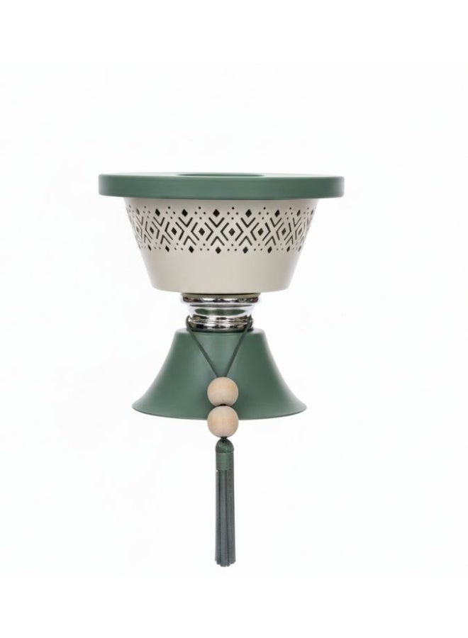 Akdc Ramadan Kareem Incense Burner - 12Cm Green Geometric With Tassel - Image 1